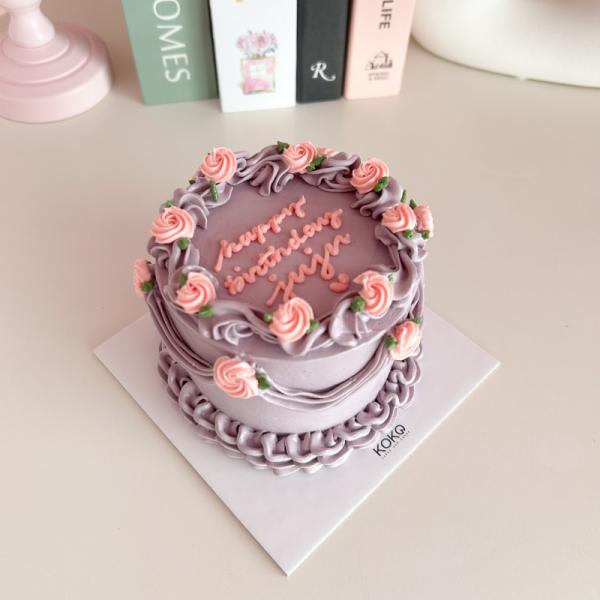 Purple Vintage Rose Cake