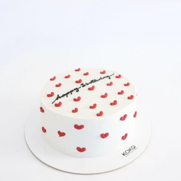 White Base with Mini Red Hearts