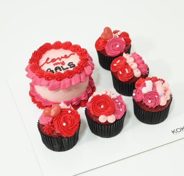 Red And Pink Bento Cupcake Set